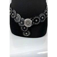 Raffaella Women's Wide Eyelet Disc Belt in Black