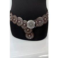 Raffaella Women's Wide Eyelet Disc Belt in Brown