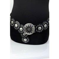 Raffaella Women's Large Eyelet Disc Belt in Black
