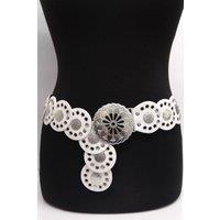 Raffaella Women's Large Eyelet Disc Belt in White