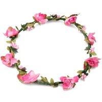 AQUARIUS Women's Flower Head Crown Red Elegant Floral Wedding Festival Hair Accessory Bag