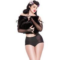 Lady Olga Women's British Made High Waisted Polka Dot Retro Inspired Brief in Black | Size: 22