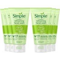 Simple Women's Kind to Skin Soap Free Refreshing 'Facial Gel Wash', 6 x 50ml in White