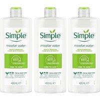 Simple Women's Kind to Skin 'Make-Up Remover' Micellar Cleansing Water, 3 x 400ml in Clear