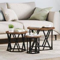 Berkfield Home Nesting Side Tables 3 pcs Smoked Oak Engineered Wood in Brown