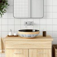 Berkfield Home Countertop Basin Multicolour Round 41x14 cm Ceramic in Black | Size: 41x14 cm