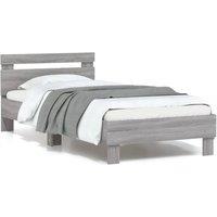 Berkfield Home Bed Frame without Mattress with LED Lights Grey Sonoma 90x190 cm Single
