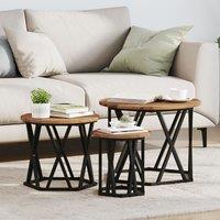 Berkfield Home Nesting Side Tables 3 pcs Old Wood Engineered Wood in Brown