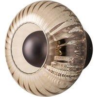 Industville Chelsea Smoked Ribbed Glass Round Diffuser Wall Light in Light Grey | Size: Medium