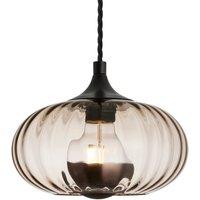 Industville Chelsea Textured Glass Round Pendant Light - 10 Inch in Light Brown | Size: 10 inches