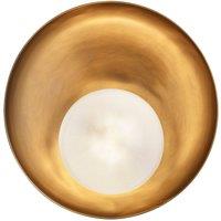 Industville Hayle Outdoor & Bathroom Round Diffuser Wall Light - Brass in Metallic Gold | Size: 8 inches