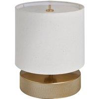 Industville Knurled Round Table Lamp - Brass - Drum - Natural Cotton in Metallic Gold | Size: Medium