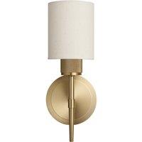 Industville Knurled Cylinder Torch Wall Light - Light Natural Cotton - Brass in Metallic Gold | Size: Small
