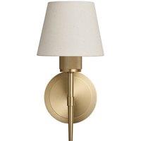 Industville Knurled Empire Torch Wall Light - Light Natural Cotton - Brass in Metallic Gold | Size: Medium
