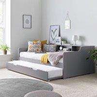 Rest Relax Trent Wooden Guest Single Bed with Trundle in Grey
