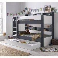 Rest Relax Olive Grey & White Wooden Storage Bunk Bed | Size: Single