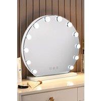 Round Hollywood Vanity Mirror with LED Lights in White