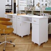 Wheeled Manicure Table with Electric Dust Extractor in White