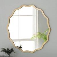 Yearn Mirrors Gold Ripple Framed Circular Wall Mirror 90x90cm | Size: 90x90 cm