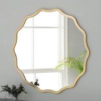 Yearn Mirrors Wavy Ripple Framed Circular Small Mirror in Gold