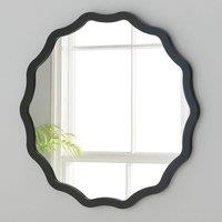 Yearn Mirrors Wavy Ripple Framed Circular Small Mirror in Black