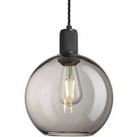Industville Knurled Glass Globe Pendant Light - 9 Inch in Light Grey | Size: 9 inches