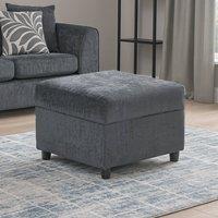 Furnishings For Less UK Zina Soft Chenille Fabric Footstool Sofa Accessory in Grey