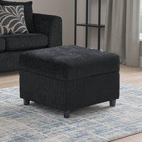 Furnishings For Less UK Zina Soft Chenille Fabric Footstool Sofa Accessory in Black
