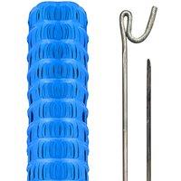 Pegdev Highly Durable Blue Plastic Barrier Fencing with Steel Pins 20m 10 Pins