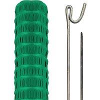 Pegdev Highly Durable Green Plastic Barrier Fencing with Steel Pins 25m 10 Pins