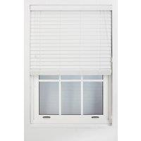 Furnished White Faux Wood Venetian Blind - 50mm Slats String Window Blinds for Home & Office | Size: 110 cm width x 210 cm drop