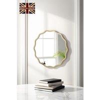 Yearn Mirrors Gold Ripple Framed Circular Wall Mirror 60x60cm | Size: 60x60 cm