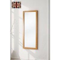 Yearn Mirrors Oak Effect Tall Slim Framed Bevelled Mirror in Light Oak