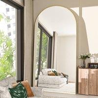 CASSILANDO Arched Full Length Mirror with HD Shatterproof Glass Panel in Gold | Size: 165 cm x 60 cm x 1.4 cm