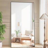 CASSILANDO Full-Length Standing Mirror with Aluminum Alloy Frame in Black | Size: 165 cm x 60 cm x 1.4 cm