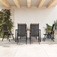 Berkfield Home 7 Piece Garden Dining Set Black & Brown Aluminium