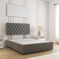 BSSPOKE Mia Velvet Plush Divan Bed 24Headboard & 4 Drawers No Mattress in Grey | Size: Super King
