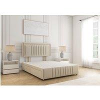 BSSPOKE Lily Divan Bed Plush Velvet 24 Headboard & 4 Drawers No Mattress in Cream | Size: Double