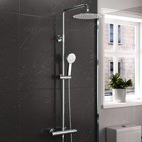 Nes Home Modern Round Exposed Thermostatic Mixer Shower Set With Shower Head & Handheld in Silver