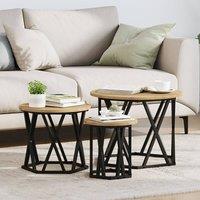 Berkfield Home Nesting Side Tables 3 pcs Artisan Oak Engineered Wood in Brown