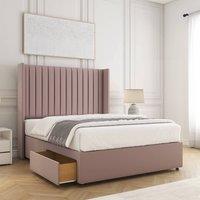 BSSPOKE Manhattan Divan Bed Plush 54Headboard 2 Drawers Footend & Mattress in Pink | Size: Small Double