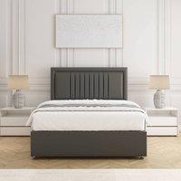 BSSPOKE Canes Divan Bed Set Plush Velvet 24 Headboard & Mattress No Drawers in Grey | Size: King