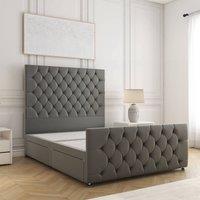 BSSPOKE Maya Divan Bed Set Plush Velvet 54 Headboard No Drawers No Mattress in Grey | Size: Single