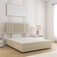 BSSPOKE Florence Divan Bed Plush Velvet 24Headboard & No Mattress No Drawers in Cream | Size: Small Double