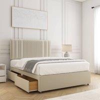 BSSPOKE Florence Plush Velvet Divan Bed Set 24 Headboard 4Drawers & Mattress in Cream | Size: Super King