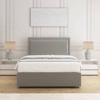 BSSPOKE Ella Divan Bed Set Plush Velvet 24 Headboard & Mattress No Drawers in Silver | Size: Single