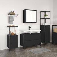 Berkfield Home 3 Piece Bathroom Furniture Set Black Oak Engineered Wood