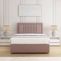 BSSPOKE Canes Divan Bed Set Plush Velvet 24 Headboard & Mattress No Drawers in Pink | Size: Small Double