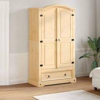 Berkfield Home Wardrobe Corona 102x52x186 cm Solid Wood Pine in Brown | Size: 102 x 52 x 186 cm