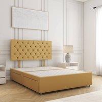 BSSPOKE Mia Plush Velvet Divan Bed 24Headboard 2Drawers Footend & No Mattress in Mustard | Size: Super King
